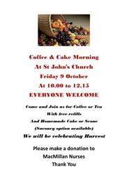 Coffee and Cake Morning - Friday 9th October 2026